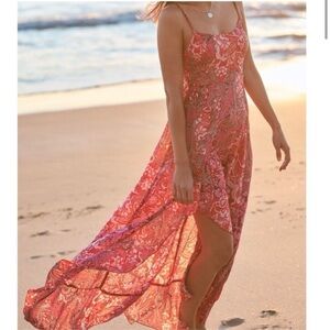 Free People Intimately Forever Yours Smocked Slip Dress Size Large Boho Floral